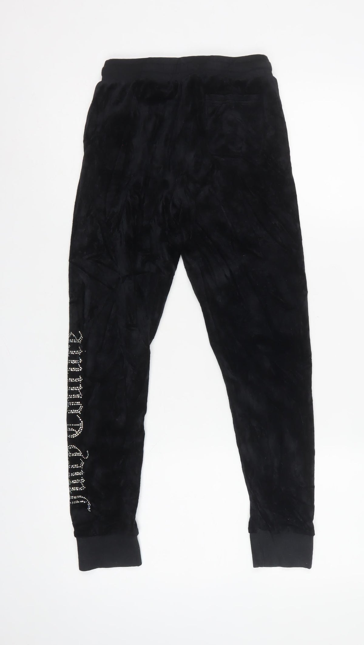 Juicy Couture Girls Black Velour Jogger Trousers Age 10-11 Logo