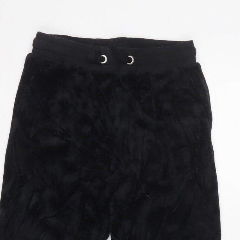 Juicy Couture Girls Black Velour Jogger Trousers Age 10-11 Logo