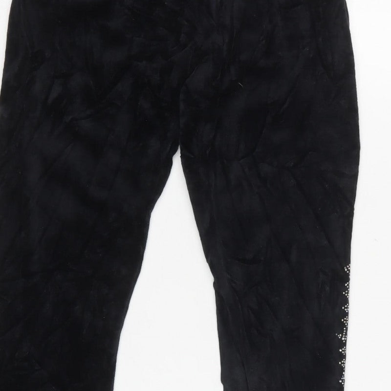 Juicy Couture Girls Black Velour Jogger Trousers Age 10-11 Logo