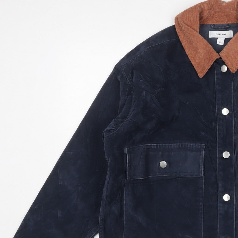 Topshop Women’s Blue Corduroy Contrast Collar Jacket Size S