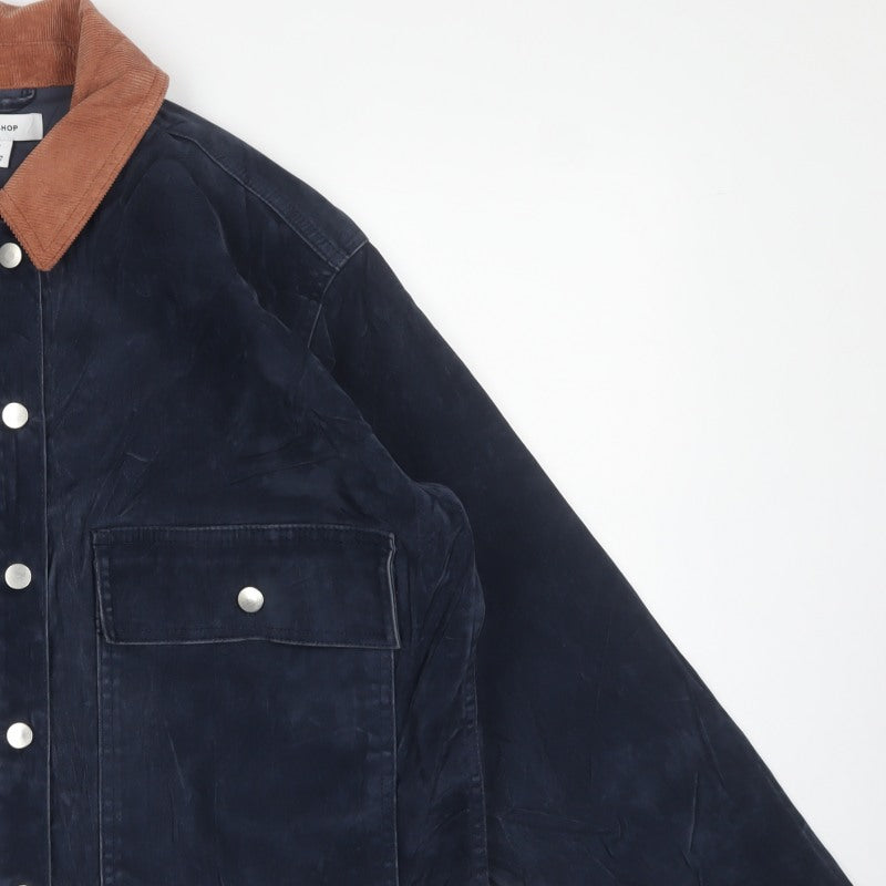 Topshop Women’s Blue Corduroy Contrast Collar Jacket Size S