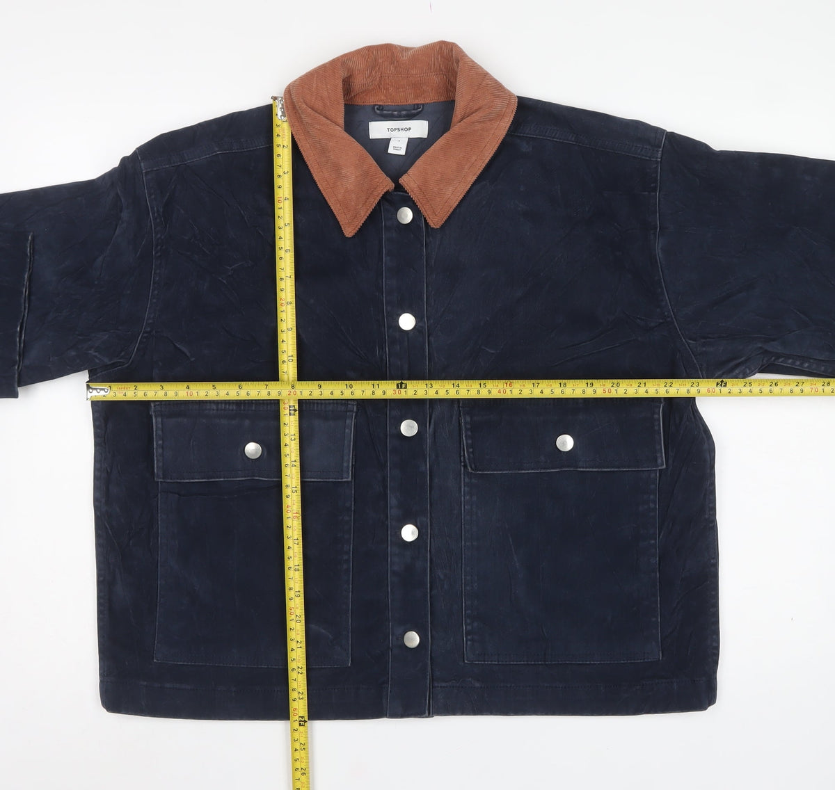 Topshop Women’s Blue Corduroy Contrast Collar Jacket Size S