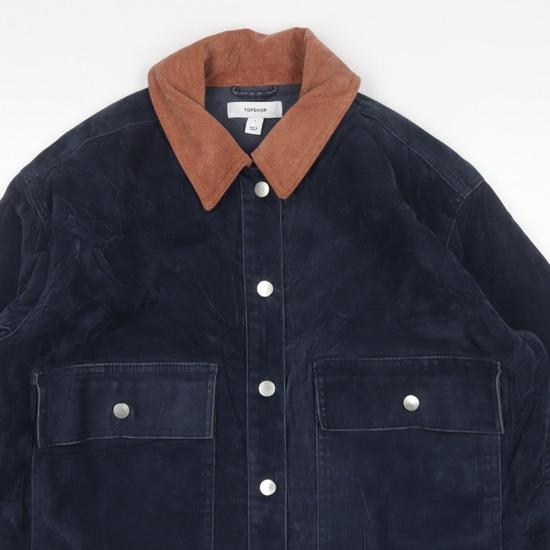 Topshop Women’s Blue Corduroy Contrast Collar Jacket Size S