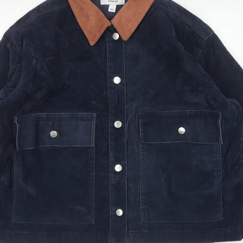 Topshop Women’s Blue Corduroy Contrast Collar Jacket Size S