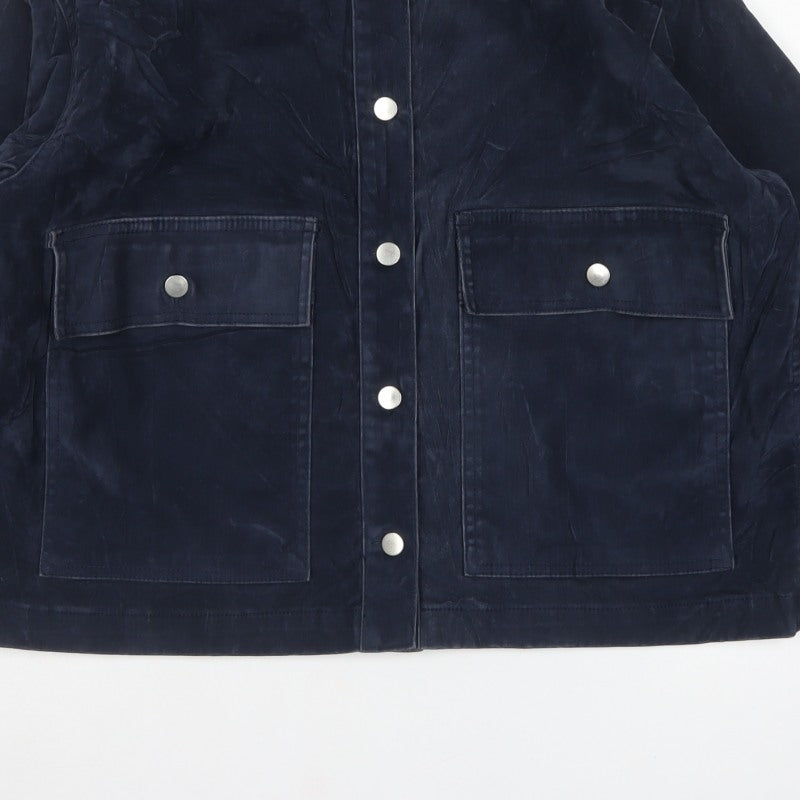 Topshop Women’s Blue Corduroy Contrast Collar Jacket Size S