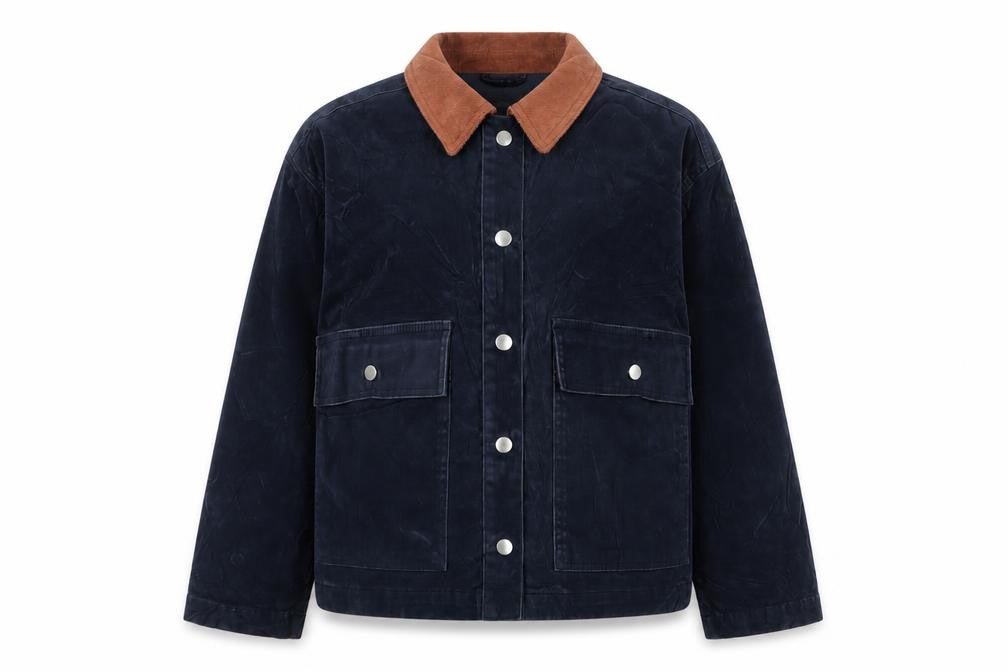 Topshop Women’s Blue Corduroy Contrast Collar Jacket Size S