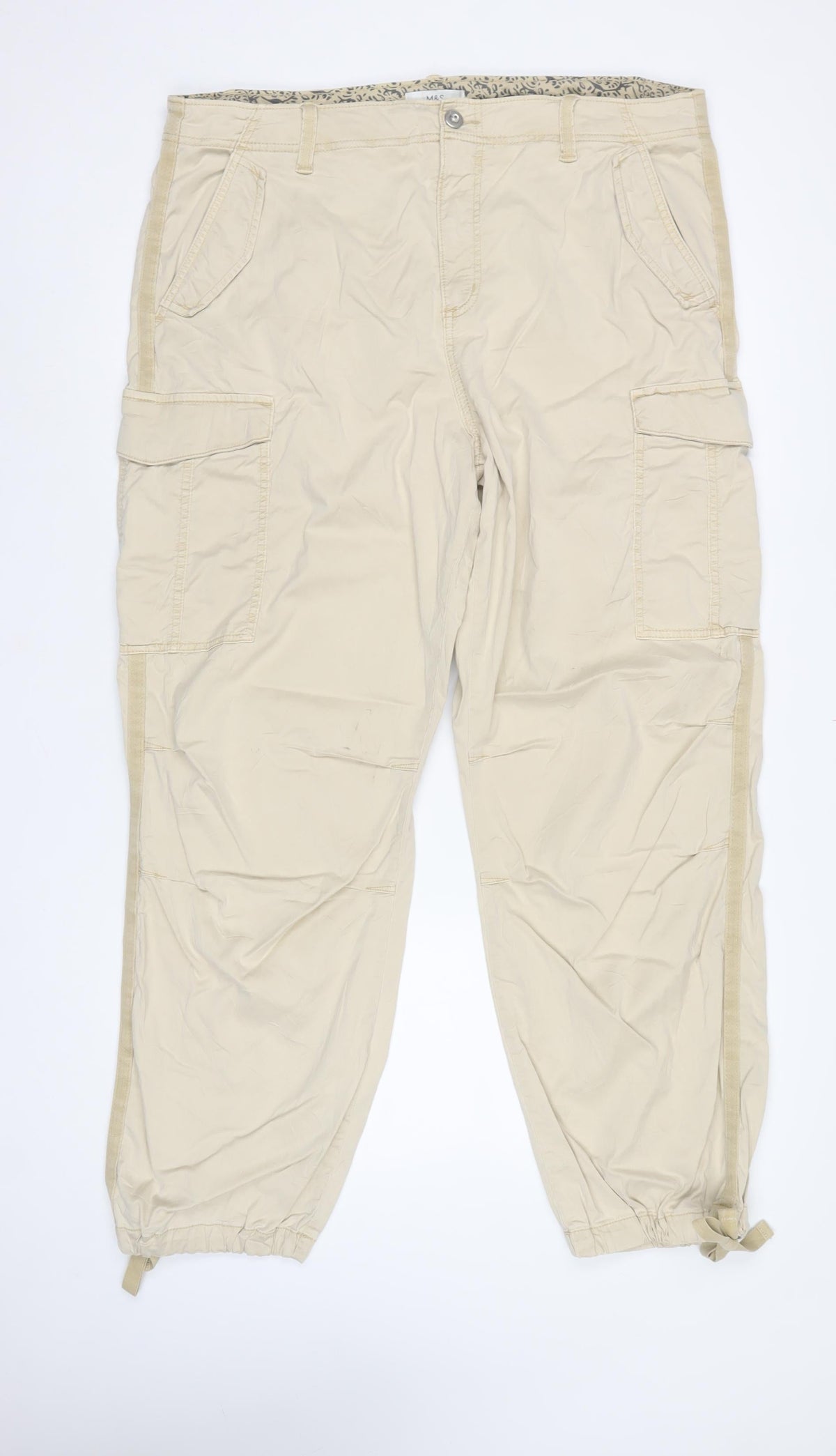 Marks & Spencer Women Beige Size 20 Long Cargo Trousers