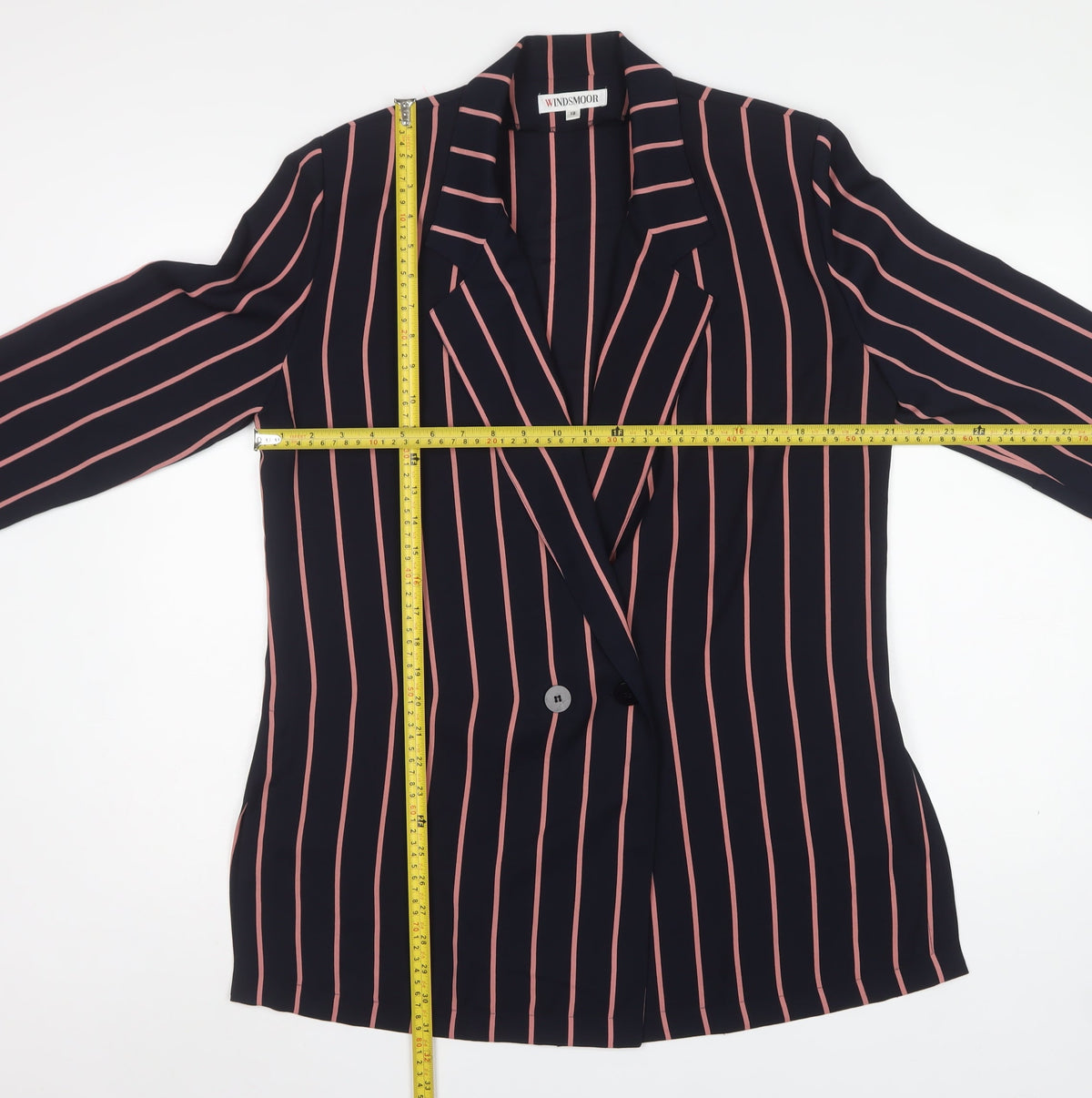 Windsmoor Women Black Pink Stripe Longline Blazer Jacket UK 12