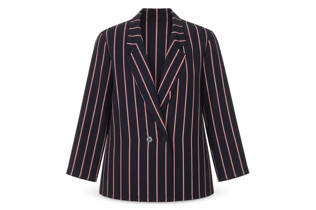 Windsmoor Women Black Pink Stripe Longline Blazer Jacket UK 12