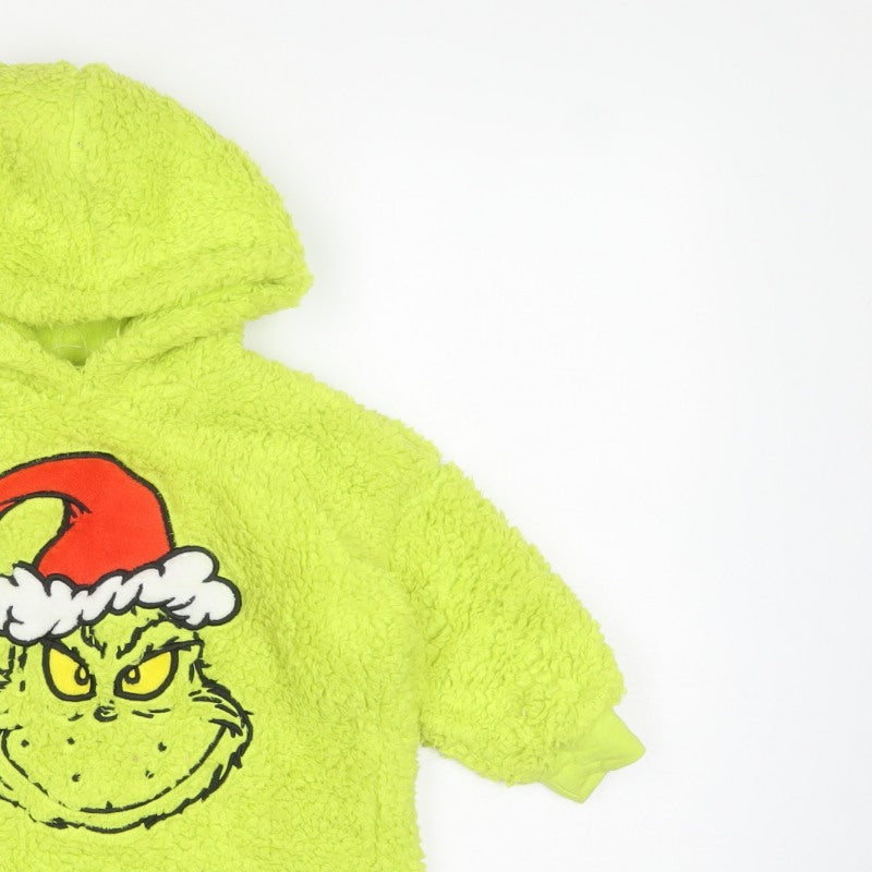 The Grinch Unisex Kids Green Fleece Pullover Hoodie 3-4 Years Christmas