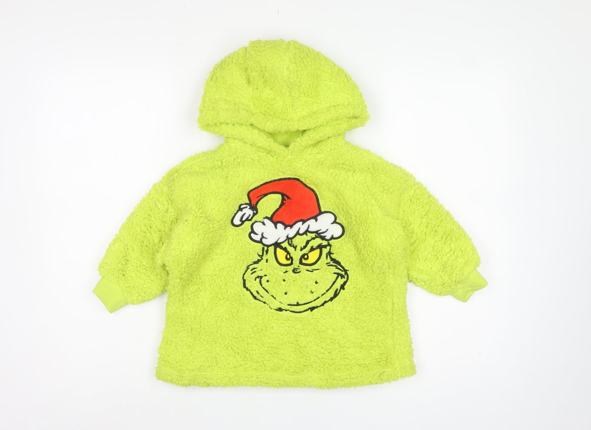 The Grinch Unisex Kids Green Fleece Pullover Hoodie 3-4 Years Christmas