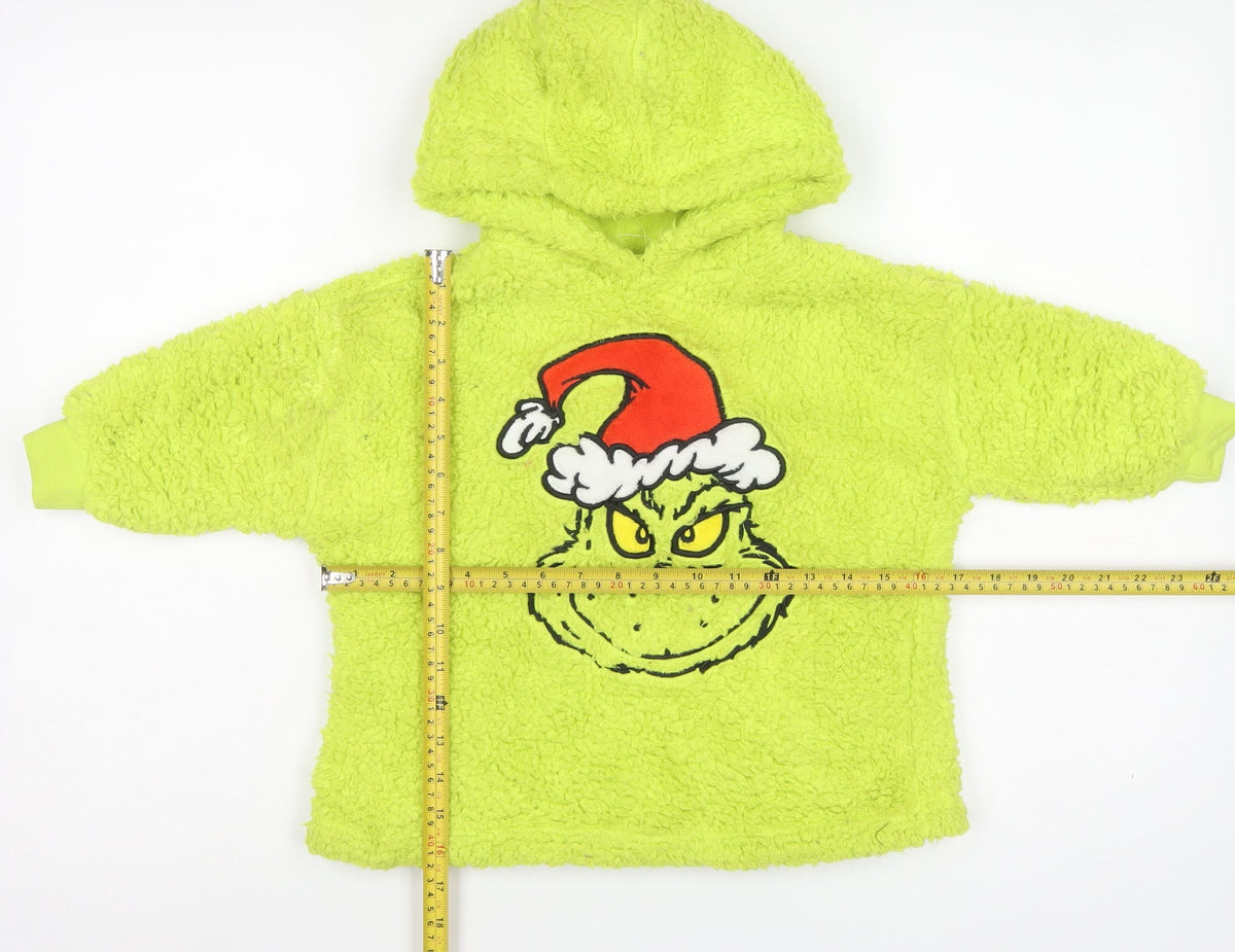 The Grinch Unisex Kids Green Fleece Pullover Hoodie 3-4 Years Christmas