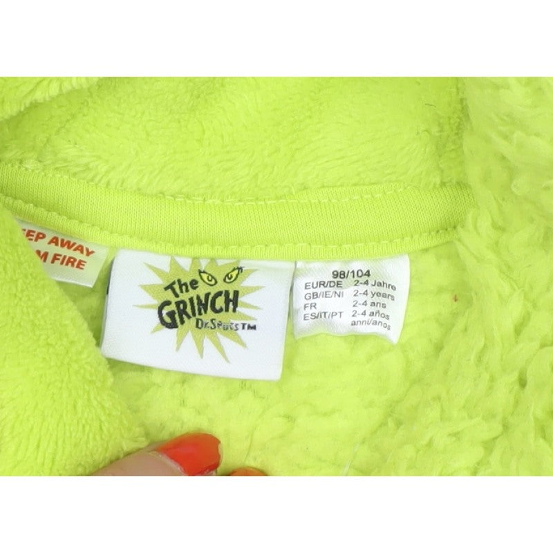 The Grinch Unisex Kids Green Fleece Pullover Hoodie 3-4 Years Christmas