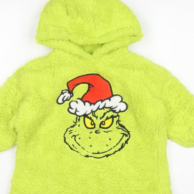 The Grinch Unisex Kids Green Fleece Pullover Hoodie 3-4 Years Christmas