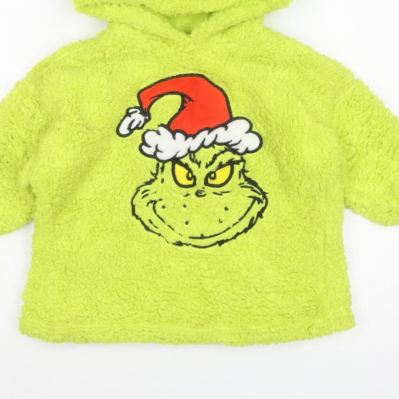 The Grinch Unisex Kids Green Fleece Pullover Hoodie 3-4 Years Christmas