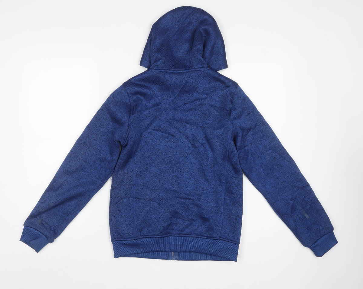 Mountain Warehouse Boys Blue 11-12 Hooded Fleece Lined Zip Jacket