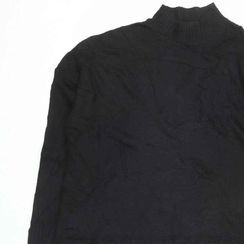 Nobody's Child Men Black L Mock Neck Knit Pullover Cotton Blend Jumper