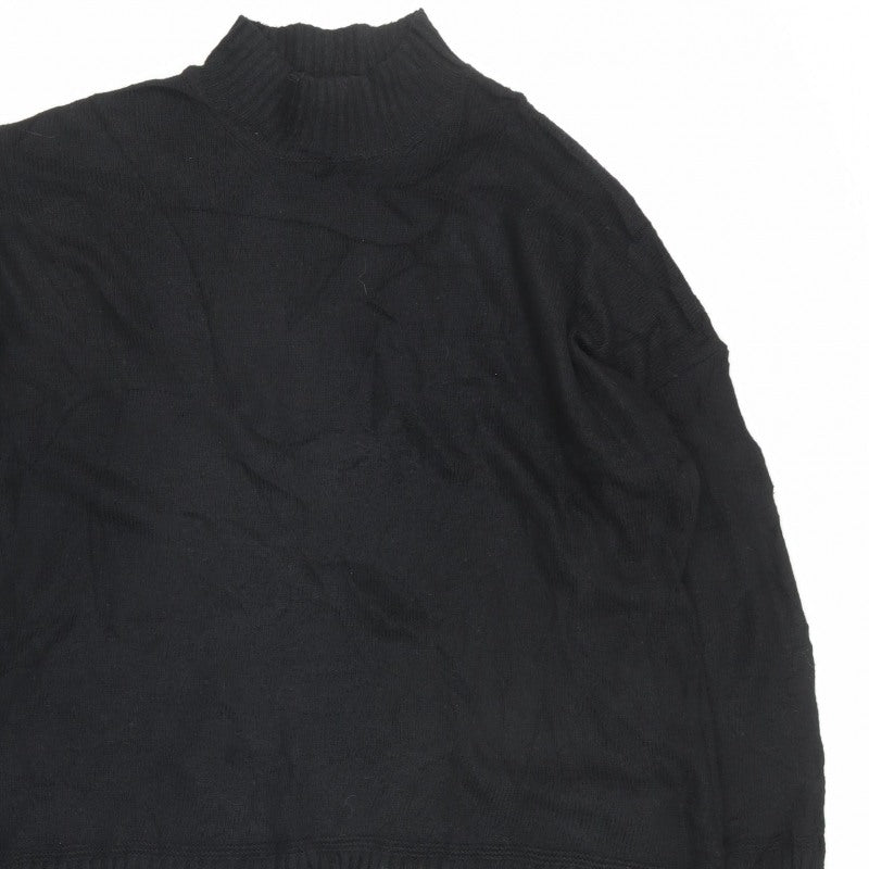 Nobody's Child Men Black L Mock Neck Knit Pullover Cotton Blend Jumper