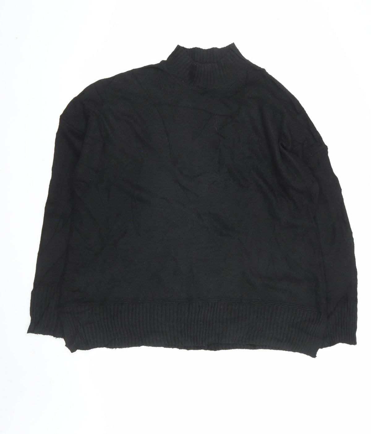 Nobody's Child Men Black L Mock Neck Knit Pullover Cotton Blend Jumper