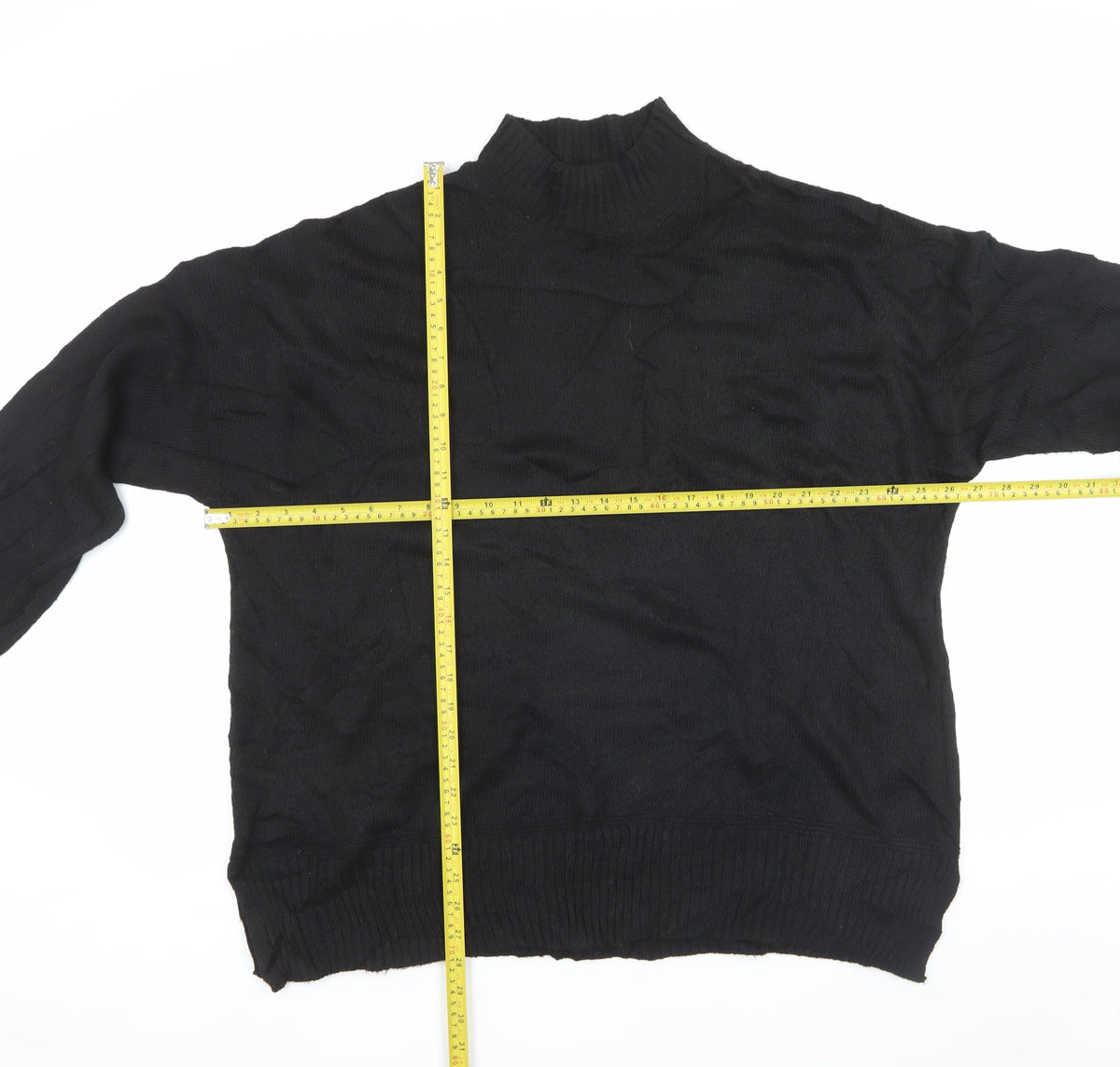 Nobody's Child Men Black L Mock Neck Knit Pullover Cotton Blend Jumper