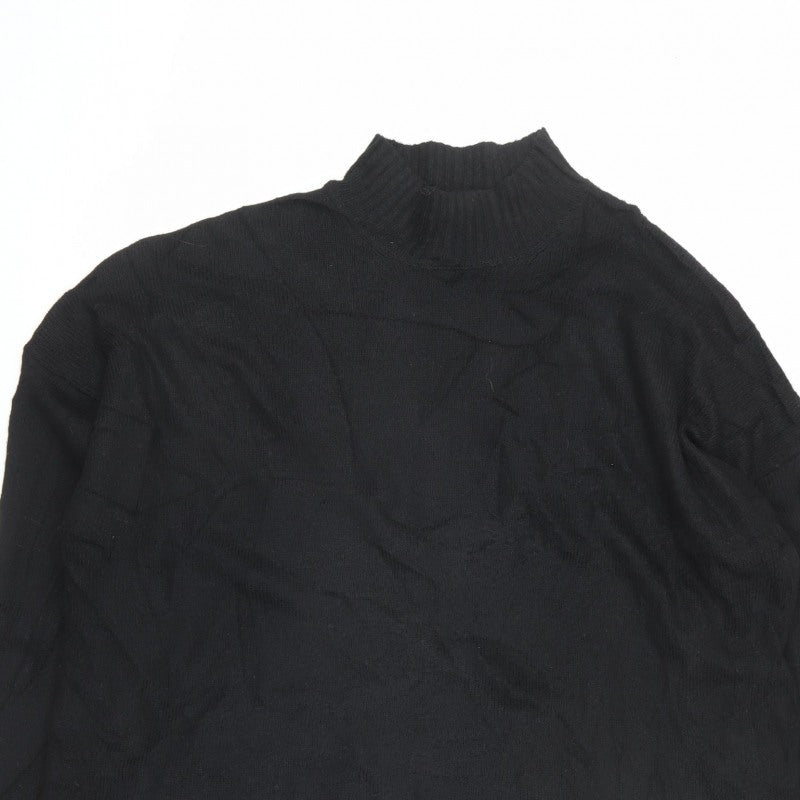 Nobody's Child Men Black L Mock Neck Knit Pullover Cotton Blend Jumper