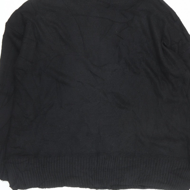 Nobody's Child Men Black L Mock Neck Knit Pullover Cotton Blend Jumper