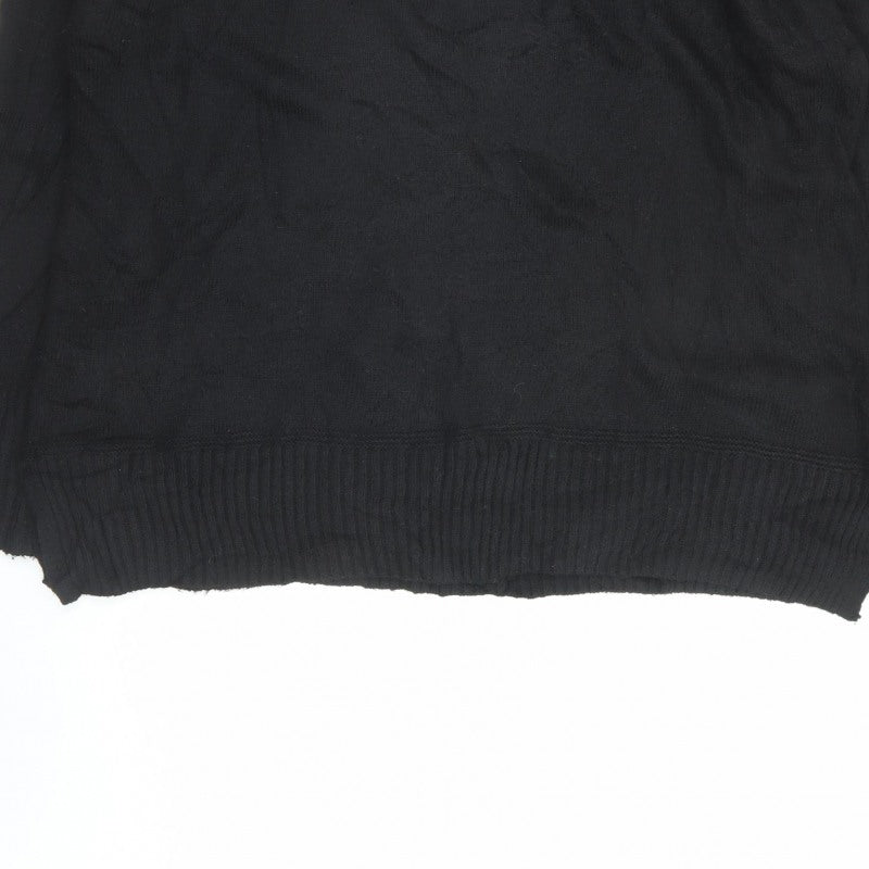 Nobody's Child Men Black L Mock Neck Knit Pullover Cotton Blend Jumper