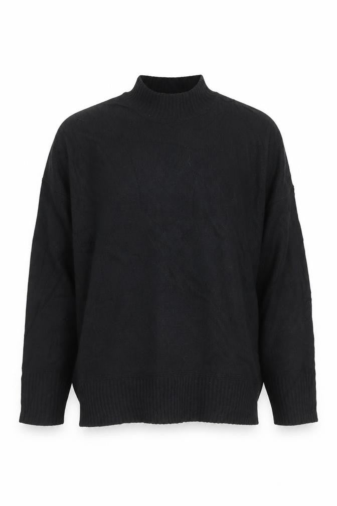 Nobody's Child Men Black L Mock Neck Knit Pullover Cotton Blend Jumper