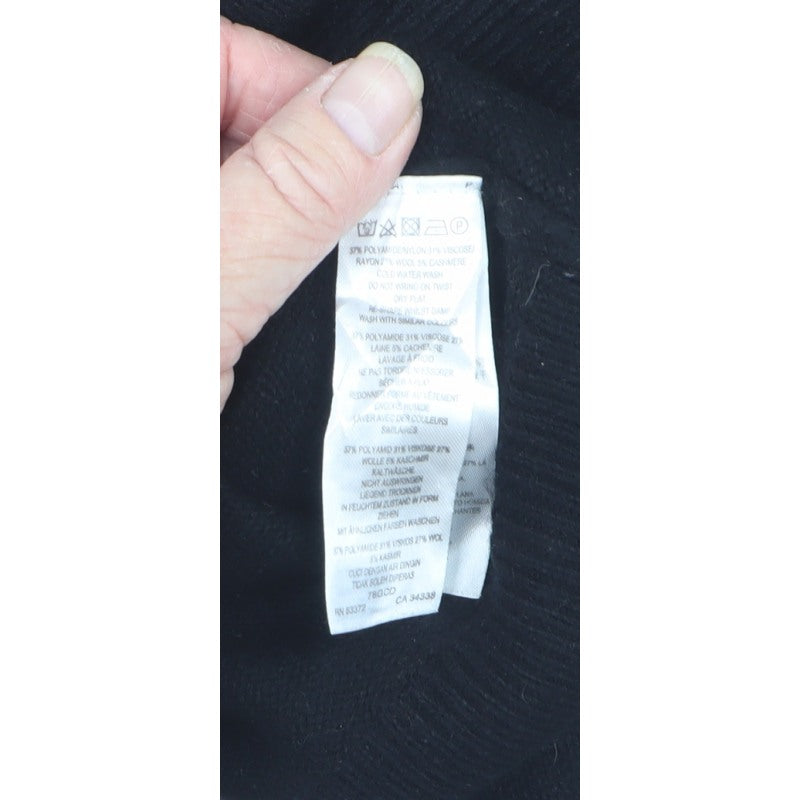 French Connection Women Black S V-Neck Button Knit Cardigan