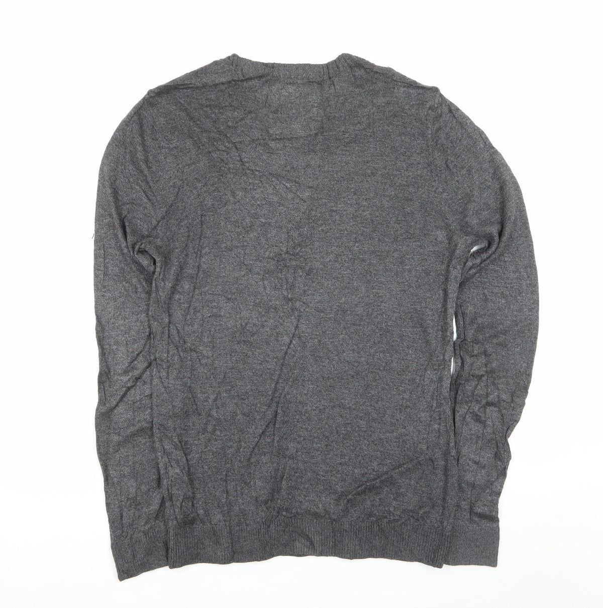 Hollister Men's Grey M Crew Neck Logo Cotton Blend Knit Pullover Jumper