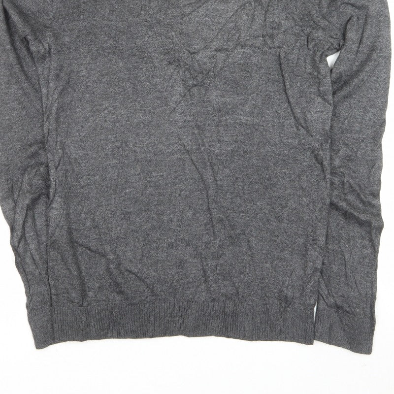 Hollister Men's Grey M Crew Neck Logo Cotton Blend Knit Pullover Jumper