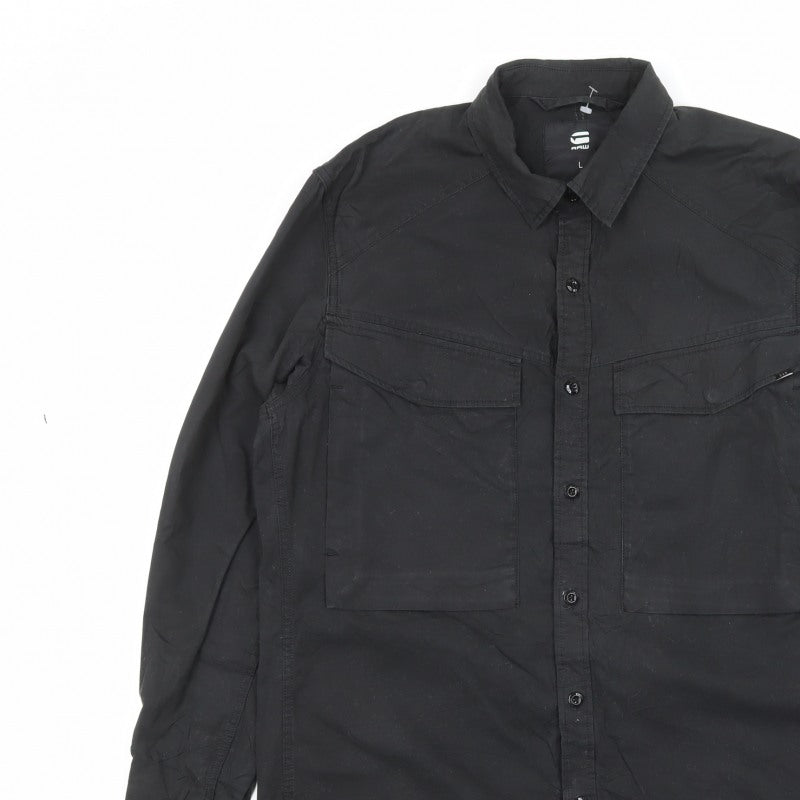 G-Star RAW Men’s Black L Long Sleeve Utility Button-Up Shirt