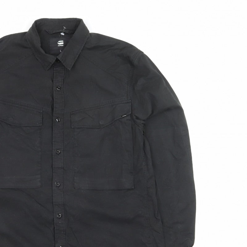 G-Star RAW Men’s Black L Long Sleeve Utility Button-Up Shirt