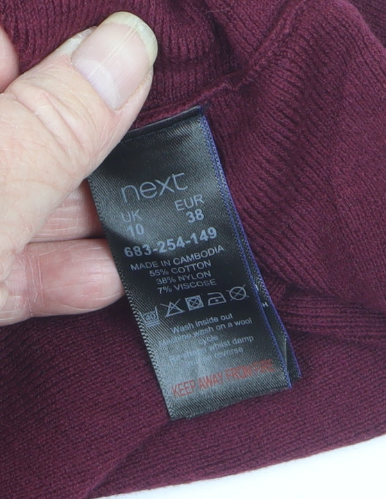 Next Women Red Size 10 Knit V-Neck Fit & Flare Jumper Dress