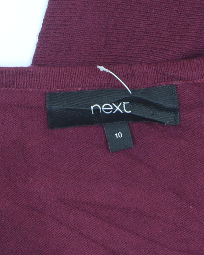 Next Women Red Size 10 Knit V-Neck Fit & Flare Jumper Dress