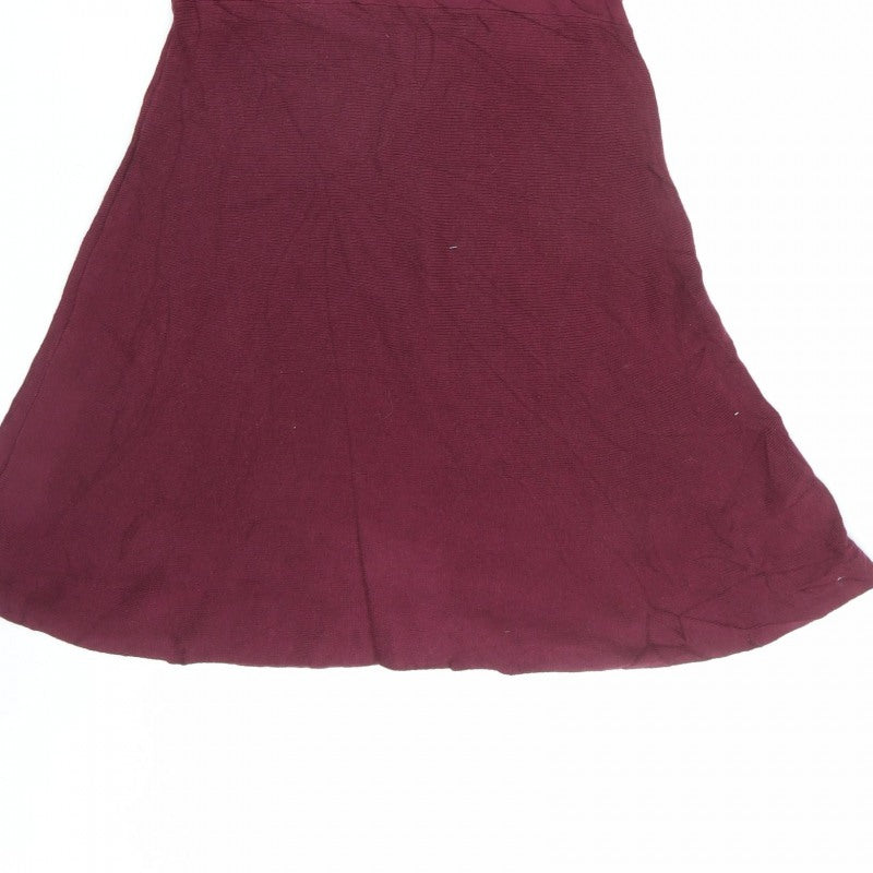 Next Women Red Size 10 Knit V-Neck Fit & Flare Jumper Dress