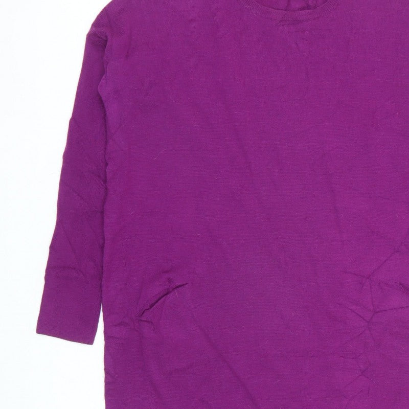 Hobbs Women Purple UK 10 Merino Wool Knit Jumper Dress