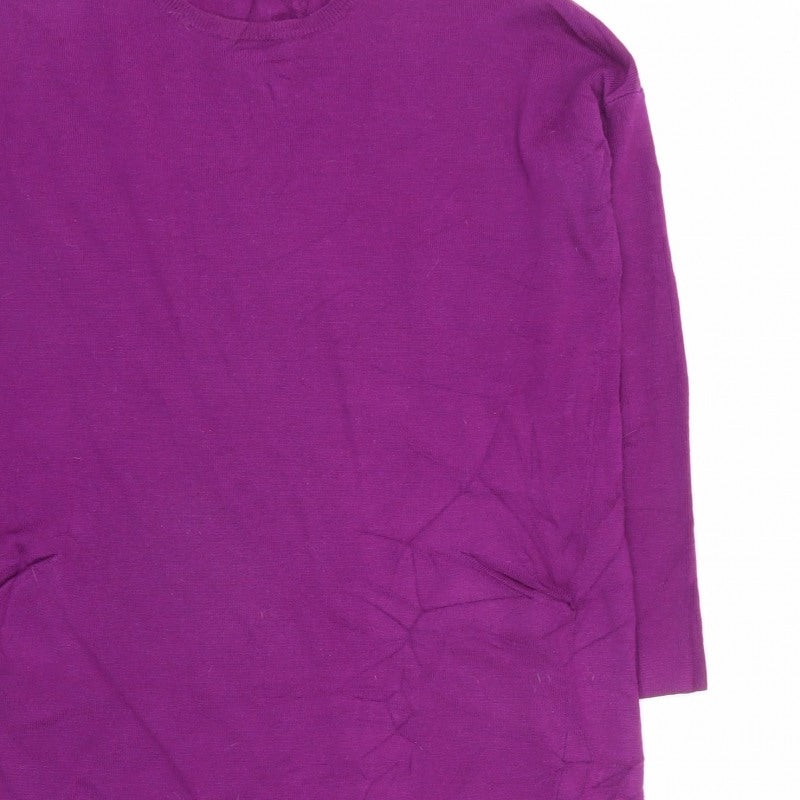 Hobbs Women Purple UK 10 Merino Wool Knit Jumper Dress