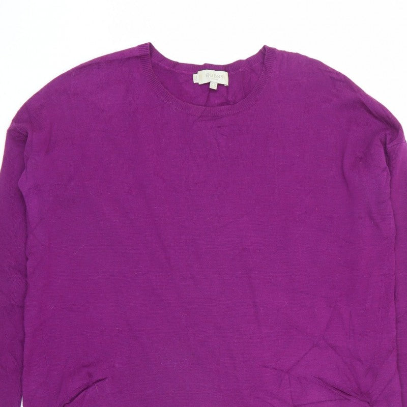 Hobbs Women Purple UK 10 Merino Wool Knit Jumper Dress