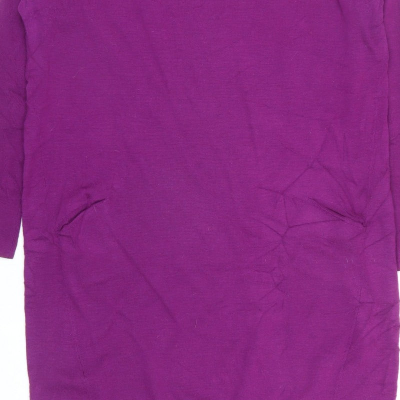 Hobbs Women Purple UK 10 Merino Wool Knit Jumper Dress