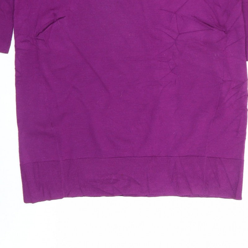 Hobbs Women Purple UK 10 Merino Wool Knit Jumper Dress
