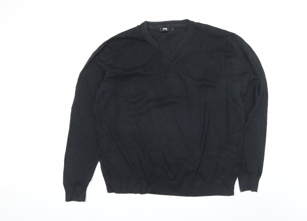 Jacamo Men’s Black XL V-Neck Cotton Knit Pullover Jumper
