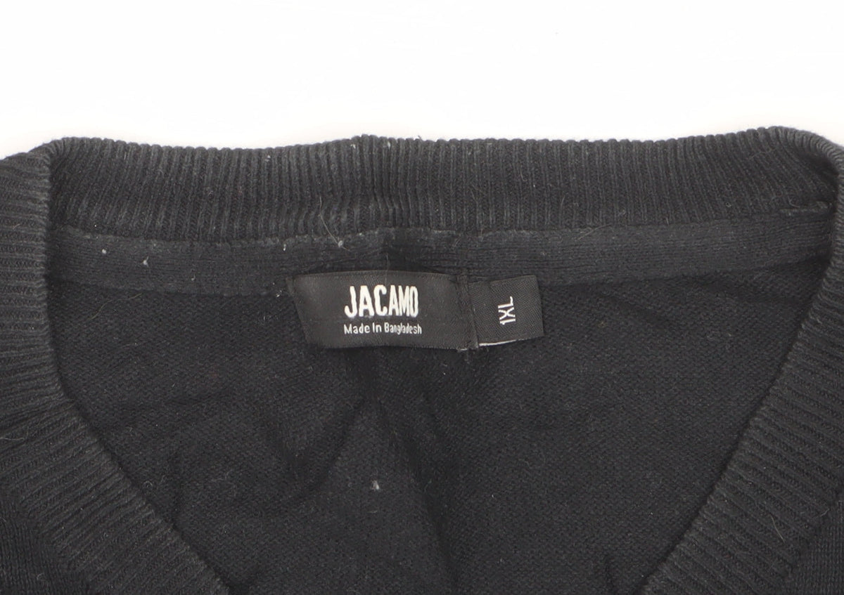 Jacamo Men’s Black XL V-Neck Cotton Knit Pullover Jumper