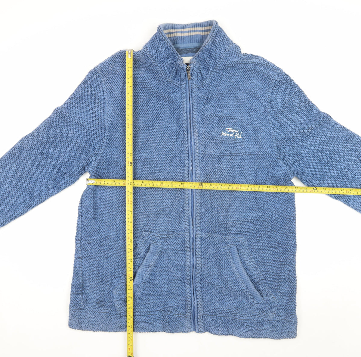 Weird Fish Men’s Blue 2XL Cotton Blend Full Zip Knit Jacket