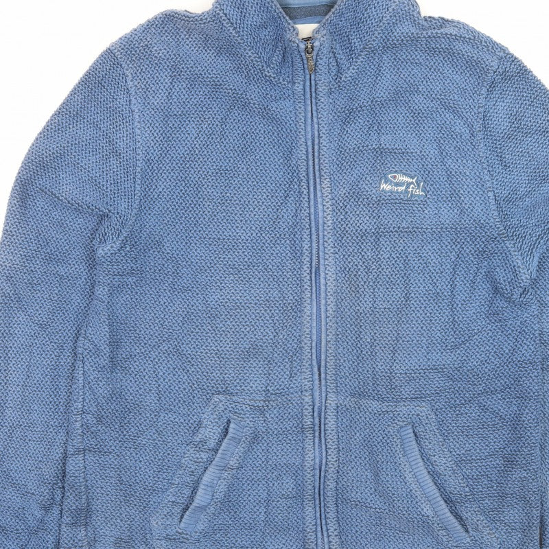 Weird Fish Men’s Blue 2XL Cotton Blend Full Zip Knit Jacket