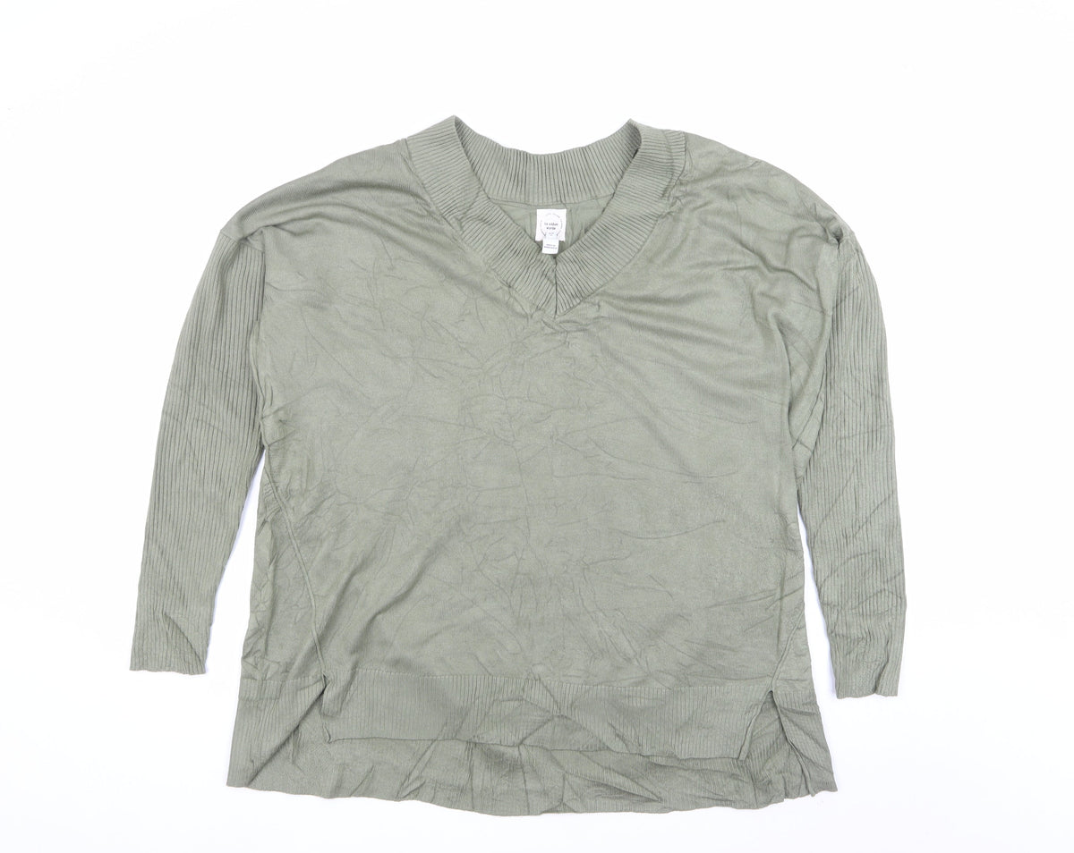 River Island Women’s Green V-Neck Knit Pullover Jumper Size M