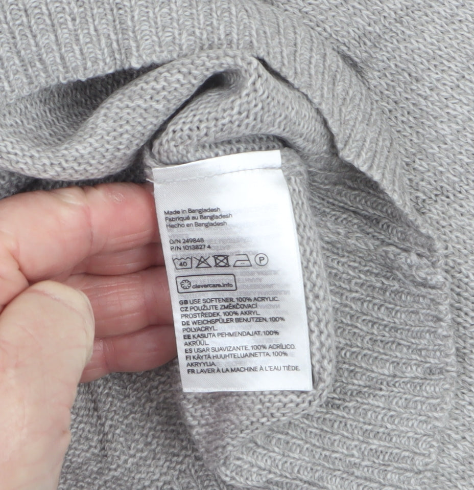 H&M Divided Women Grey S Mock Neck Acrylic Knit Pullover Jumper