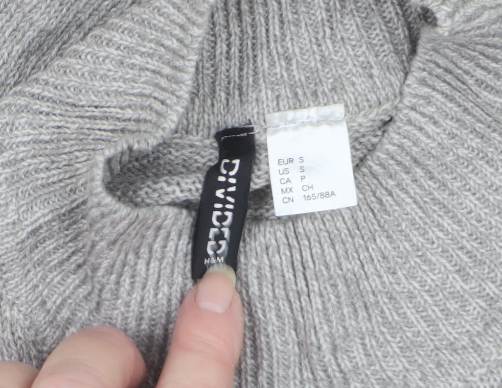 H&M Divided Women Grey S Mock Neck Acrylic Knit Pullover Jumper