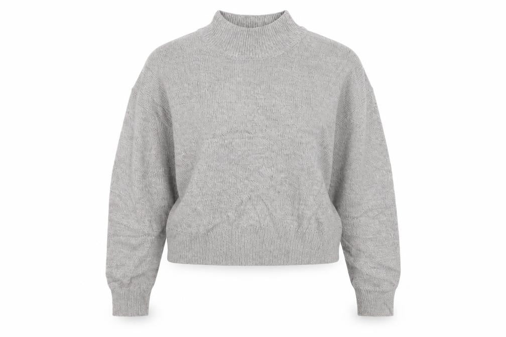 H&M Divided Women Grey S Mock Neck Acrylic Knit Pullover Jumper