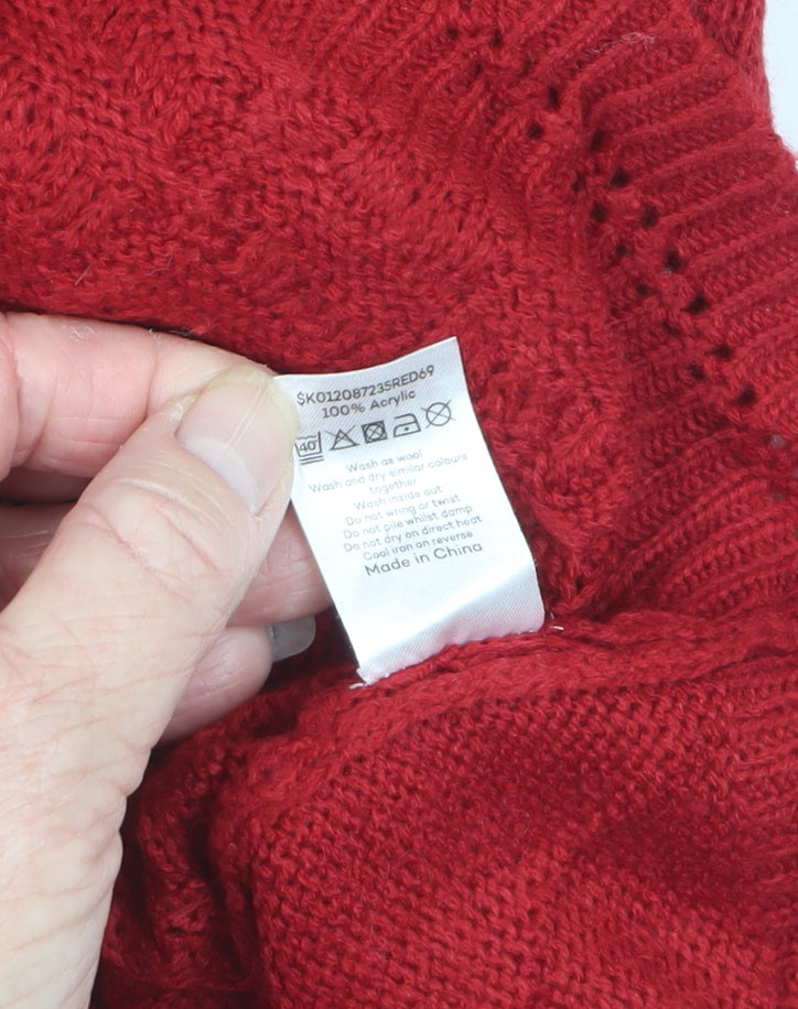 Bonmarché Women Red S Cable Knit Button Cardigan Pockets Long Sleeve
